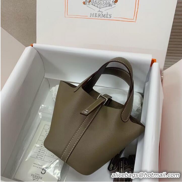 Famous Brand Hermes Mini Picotin Lock Bags Original Swift Leather PL5302 Gray