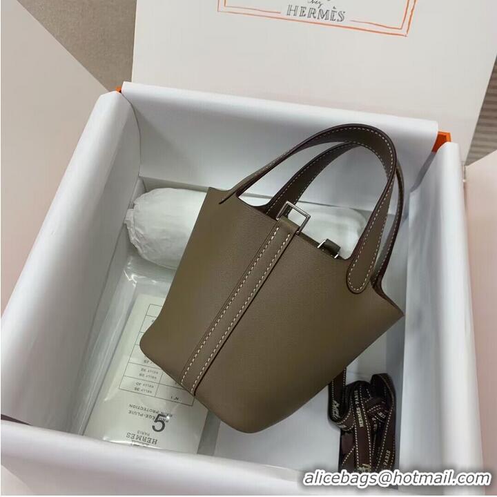 Famous Brand Hermes Mini Picotin Lock Bags Original Swift Leather PL5302 Gray