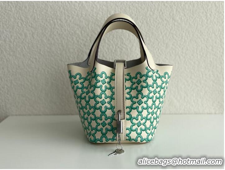 Best Price Hermes Mini Picotin 14 Lock Bags Original Swift Leather PL5302 Flower Green