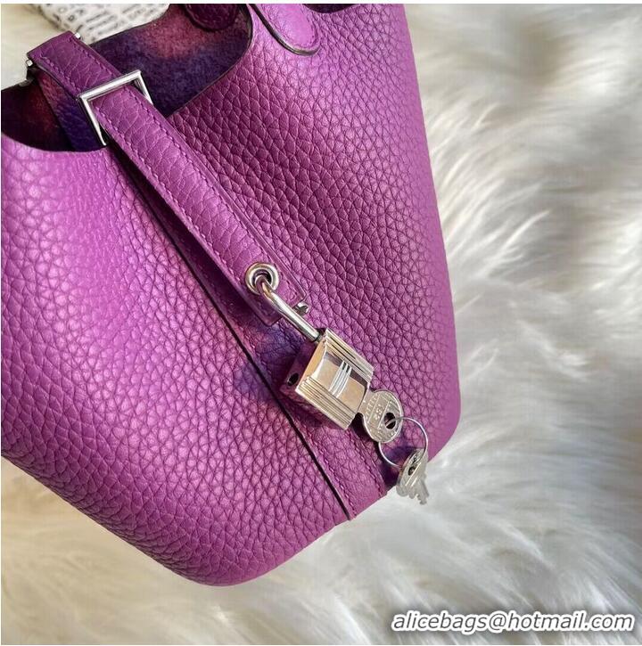 Top Quality Hermes Mini Picotin 14 Lock Bags Original Togo Leather PL5302 Purple