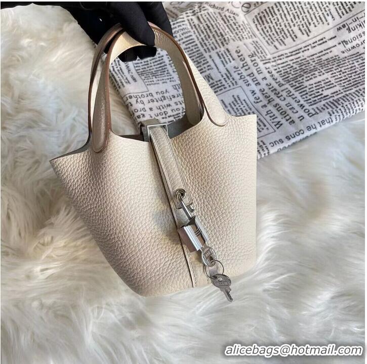 Most Popular Hermes Mini Picotin 14 Lock Bags Original Togo Leather PL5302 Cream