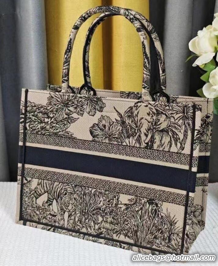 Promotional MEDIUM DIOR BOOK TOTE Beige Multicolor Toile de Jouy Voyage Embroidery M1296ZEUP