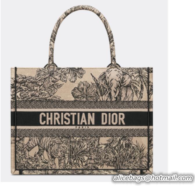 Promotional MEDIUM DIOR BOOK TOTE Beige Multicolor Toile de Jouy Voyage Embroidery M1296ZEUP