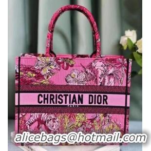 Inexpensive MEDIUM DIOR BOOK TOTE Fuchsia Multicolor Toile de Jouy Voyage Embroidery M1296ZEUP