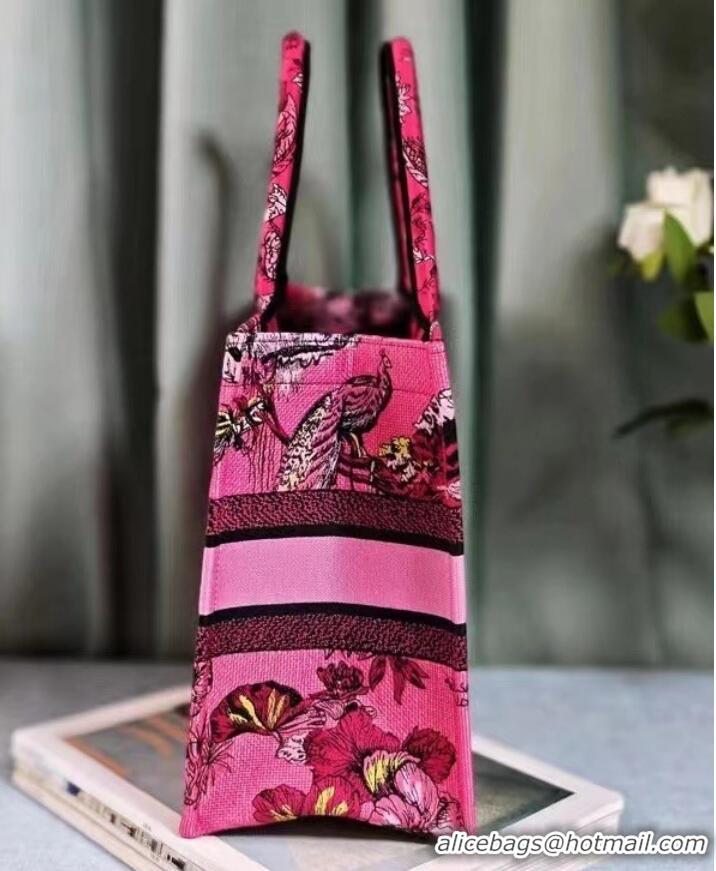 Inexpensive MEDIUM DIOR BOOK TOTE Fuchsia Multicolor Toile de Jouy Voyage Embroidery M1296ZEUP