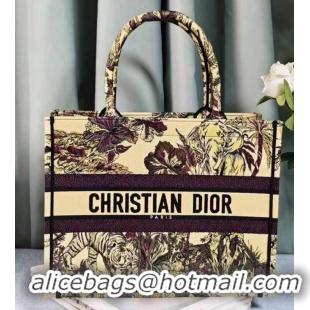 Pretty Style MEDIUM DIOR BOOK TOTE Yellow Multicolor Toile de Jouy Voyage Embroidery M1296ZEUP