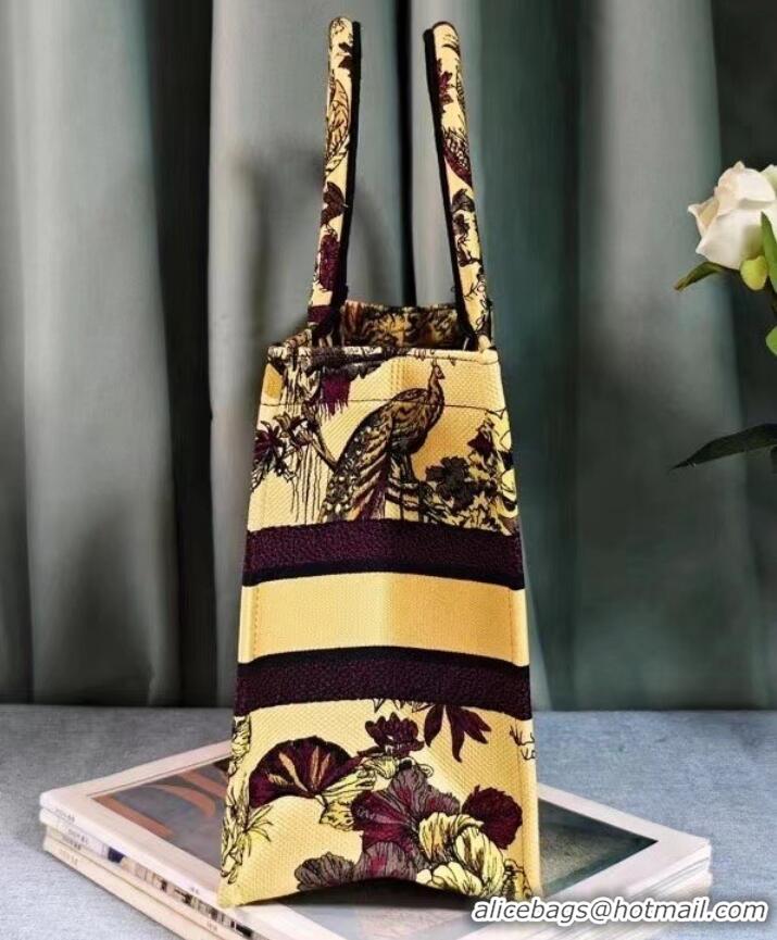 Pretty Style MEDIUM DIOR BOOK TOTE Yellow Multicolor Toile de Jouy Voyage Embroidery M1296ZEUP