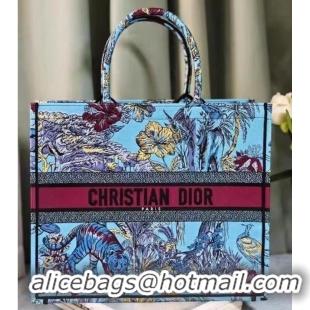 Cheapest LARGE DIOR BOOK TOTE Celestial Blue Multicolor Toile de Jouy Voyage Embroidery M1286ZEUP