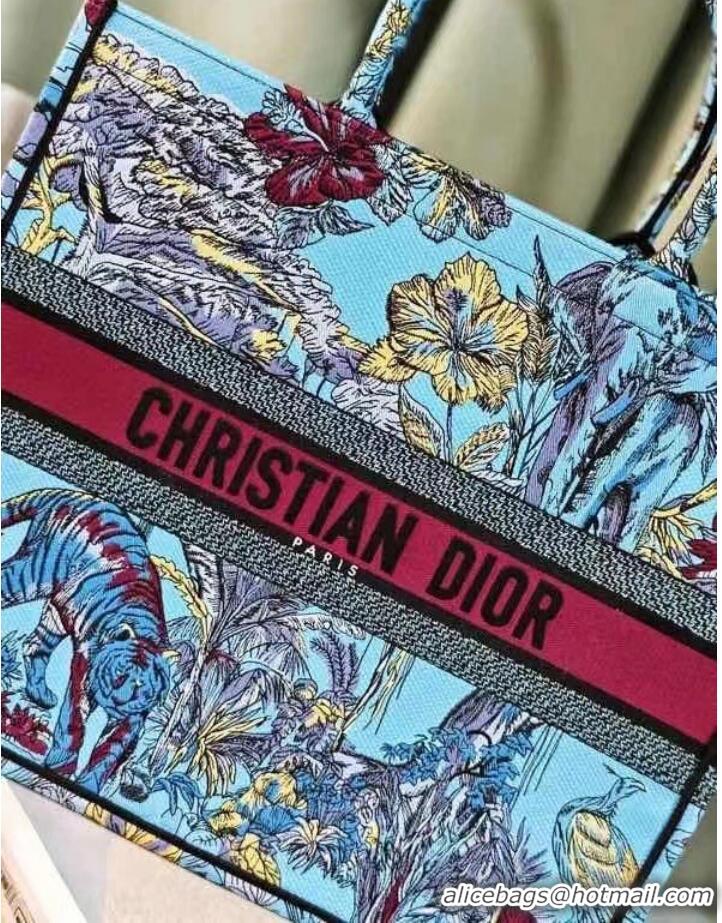 Cheapest LARGE DIOR BOOK TOTE Celestial Blue Multicolor Toile de Jouy Voyage Embroidery M1286ZEUP