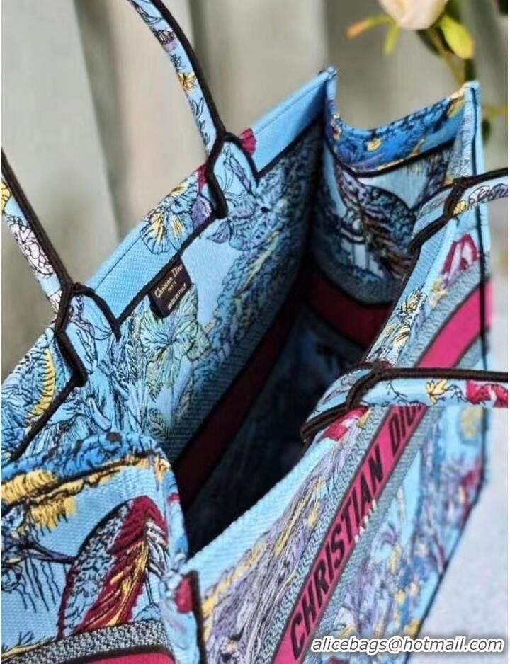 Cheapest LARGE DIOR BOOK TOTE Celestial Blue Multicolor Toile de Jouy Voyage Embroidery M1286ZEUP