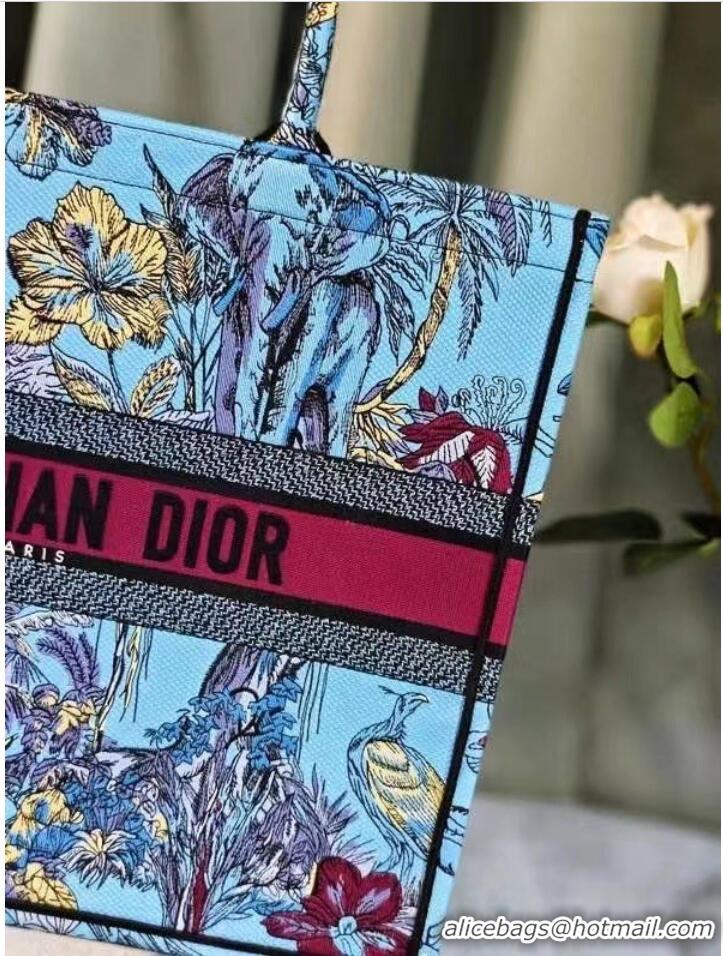 Cheapest LARGE DIOR BOOK TOTE Celestial Blue Multicolor Toile de Jouy Voyage Embroidery M1286ZEUP