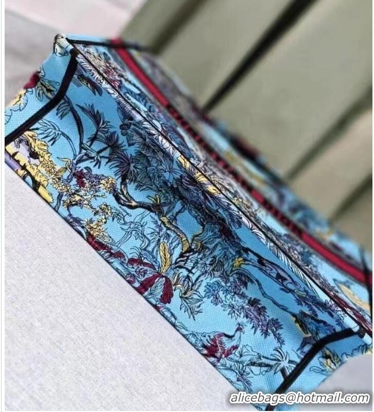 Cheapest LARGE DIOR BOOK TOTE Celestial Blue Multicolor Toile de Jouy Voyage Embroidery M1286ZEUP