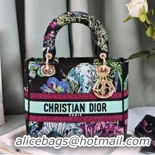 Top Quality MEDIUM LADY D-LITE BAG Celestial Blue Multicolor Toile de Jouy Voyage Embroidery M0565OEUP