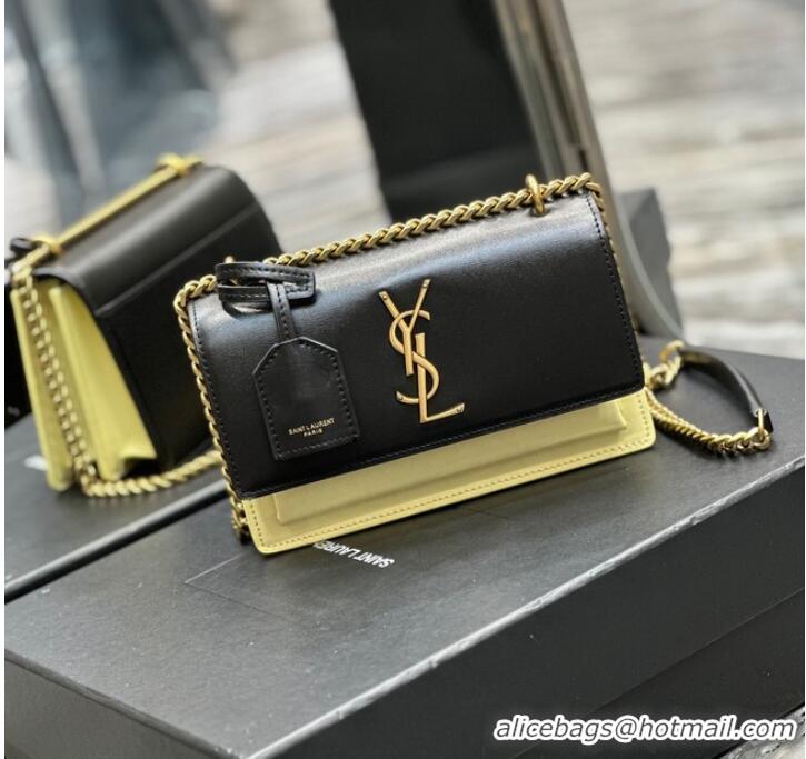 Big Discount SAINT LAURENT SUNSET MEDIUM IN SMOOTH LEATHER 422906 black&yellow