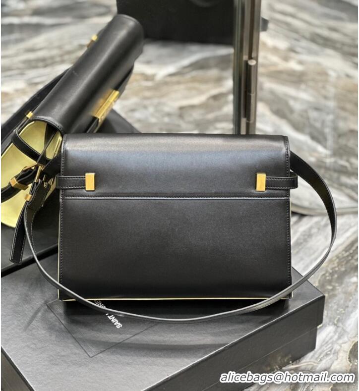 Popular Style SAINT LAURENT MANHATTAN SHOULDER BAG IN SHINY LEATHER 579271 black&yellow