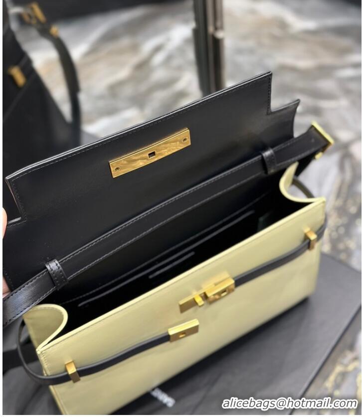 Popular Style SAINT LAURENT MANHATTAN SHOULDER BAG IN SHINY LEATHER 579271 black&yellow