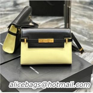 Buy Fashionable SAINT LAURENT MANHATTAN SMALL SHOULDER BAG IN LEATHER 675626 black&yellow