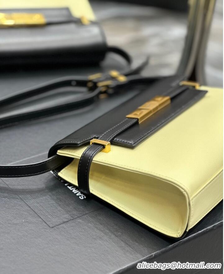 Buy Fashionable SAINT LAURENT MANHATTAN SMALL SHOULDER BAG IN LEATHER 675626 black&yellow