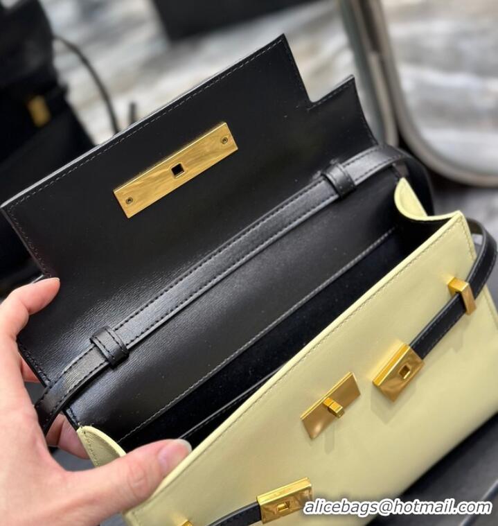 Buy Fashionable SAINT LAURENT MANHATTAN SMALL SHOULDER BAG IN LEATHER 675626 black&yellow