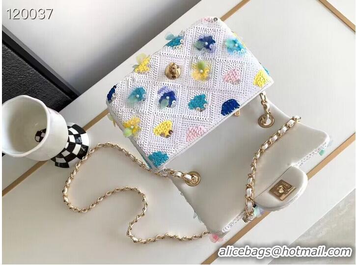 Unique Grade Chanel 23P Mini Shoulder Flowers Bag AS11165 White