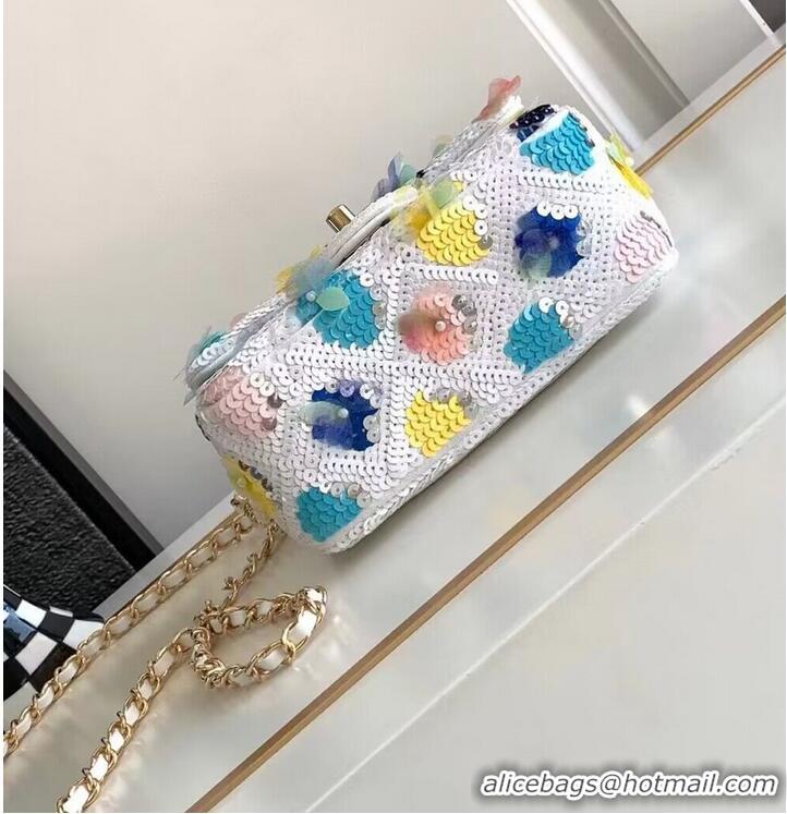 Unique Grade Chanel 23P Mini Shoulder Flowers Bag AS11165 White