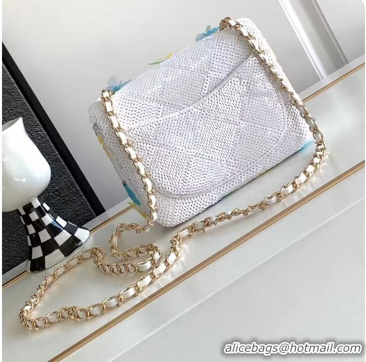 Unique Grade Chanel 23P Mini Shoulder Flowers Bag AS11165 White