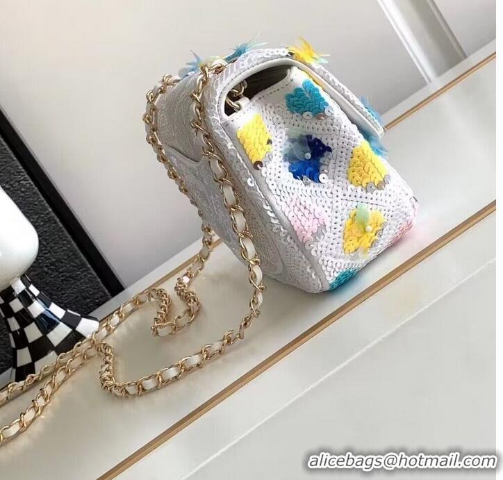 Unique Grade Chanel 23P Mini Shoulder Flowers Bag AS11165 White