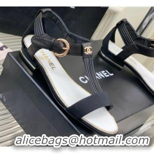 Best Price Chanel Lambskin & Grosgrain Heel Sandals G39022 2cm Black 328011