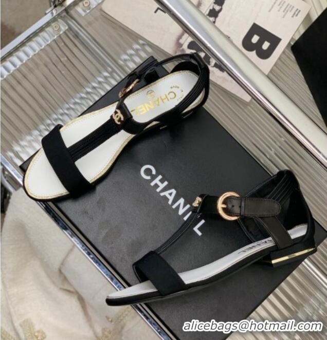 Best Price Chanel Lambskin & Grosgrain Heel Sandals G39022 2cm Black 328011