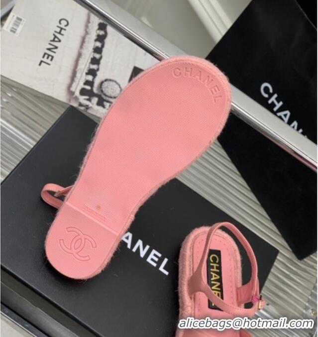 Purchase Chanel Lambskin Strap Flat Sandals Pink 328015