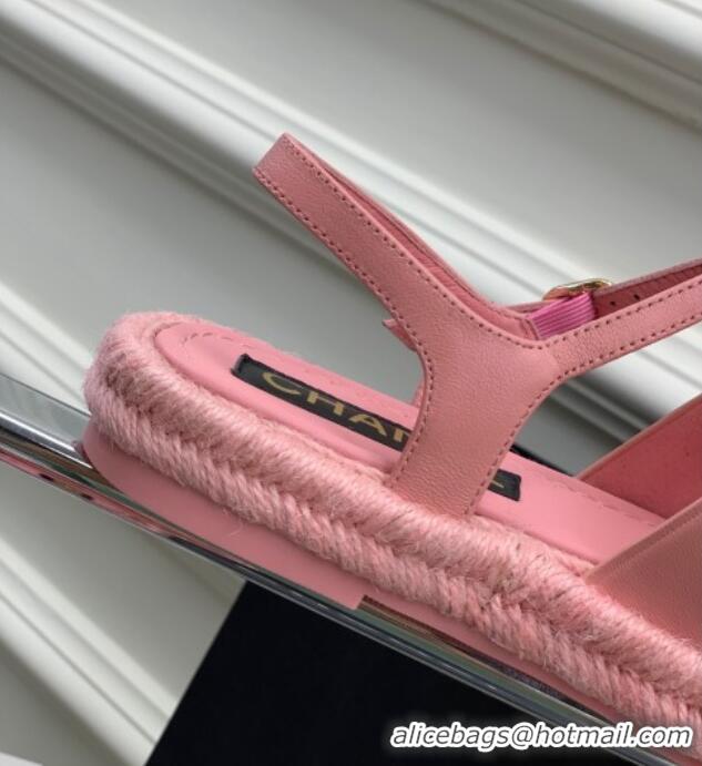 Purchase Chanel Lambskin Strap Flat Sandals Pink 328015