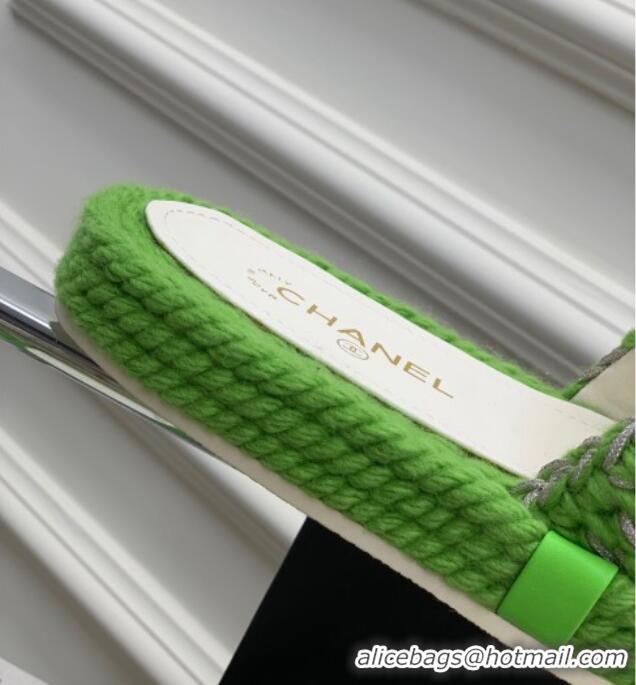 Sumptuous Chanel Braided Knit Flat Slide Sandals G38189 Green 328026