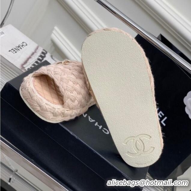 AAAAA Chanel Braided Flat Slide Sandals G38189 Nude 328032