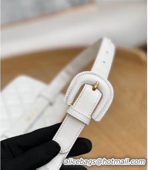 Famous Brand Chanel Quilted Lambskin Mini Belt Bag with Chain 99009 White 2023