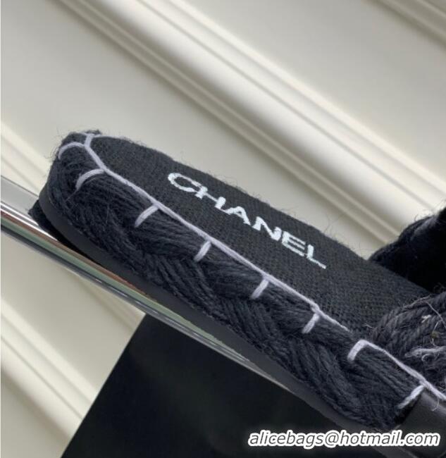 Hot Style Chanel Braided Flat Slide Sandals G38189 Black/Grey 328035