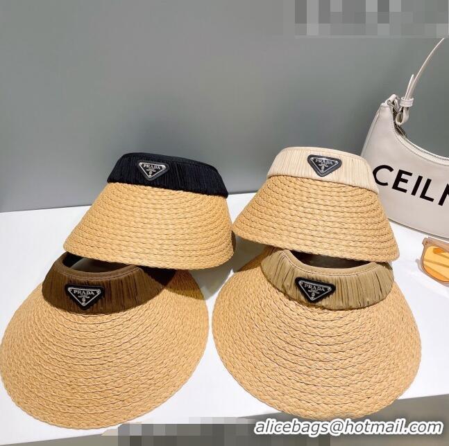 Low Price Prada Straw Visor Hat 0628 White 2023