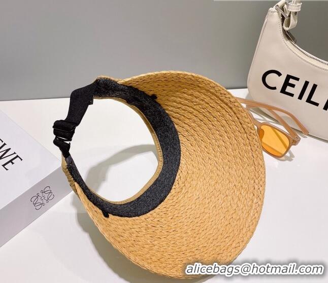 Famous Brand  Prada Straw Visor Hat 0628 Beige 2023