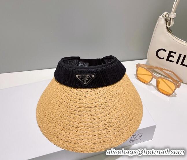 Good Taste Prada Straw Visor Hat 0628 Black 2023