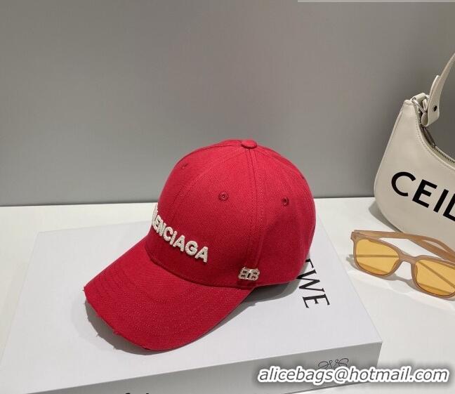 Top Quality Balenciaga Canvas Baseball Hat 0628 Red 2023