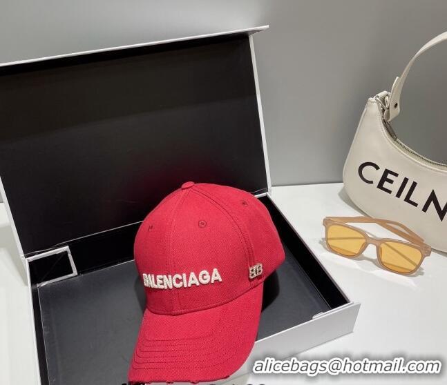 Top Quality Balenciaga Canvas Baseball Hat 0628 Red 2023