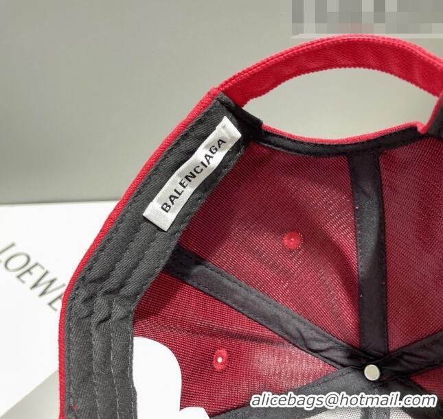 Top Quality Balenciaga Canvas Baseball Hat 0628 Red 2023