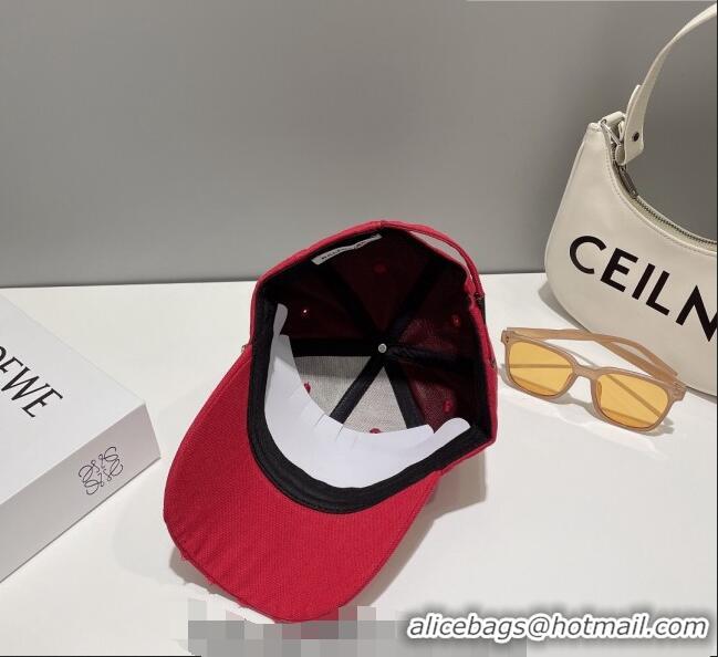 Top Quality Balenciaga Canvas Baseball Hat 0628 Red 2023