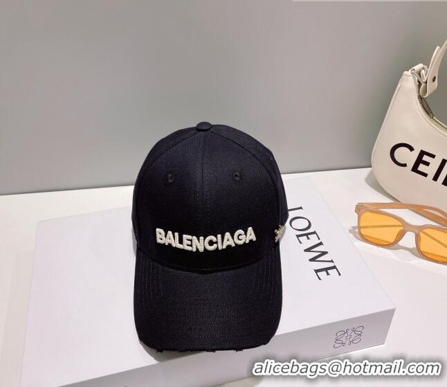 Well Crafted Balenciaga Canvas Baseball Hat B0628 Black 2023