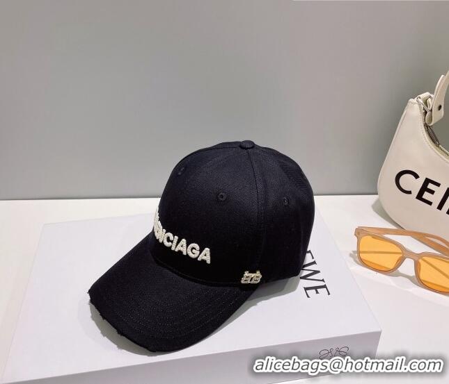 Well Crafted Balenciaga Canvas Baseball Hat B0628 Black 2023