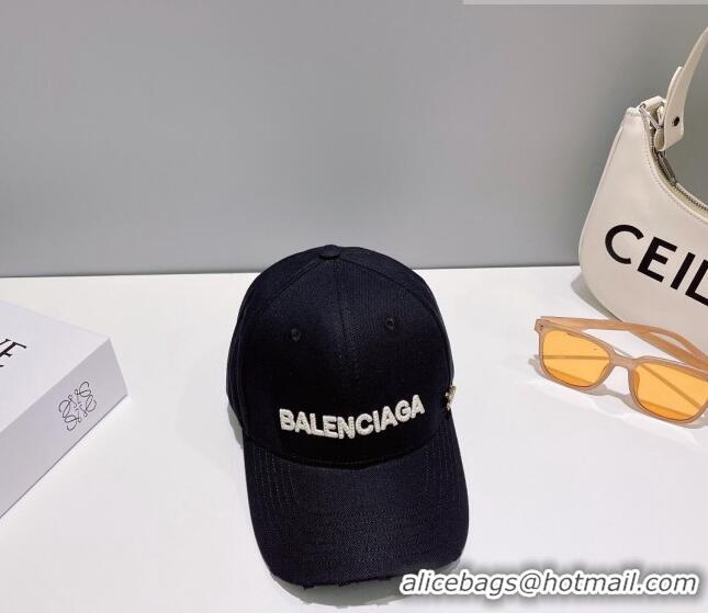 Well Crafted Balenciaga Canvas Baseball Hat B0628 Black 2023