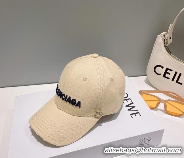 Popular Style Balenciaga Canvas Baseball Hat B0628 Beige 2023