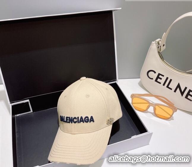 Popular Style Balenciaga Canvas Baseball Hat B0628 Beige 2023