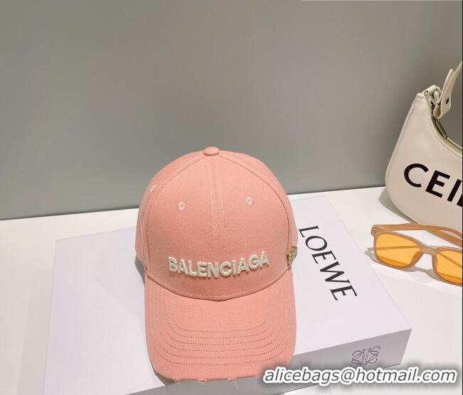 Luxury Discount Balenciaga Canvas Baseball Hat B0628 Light Pink 2023