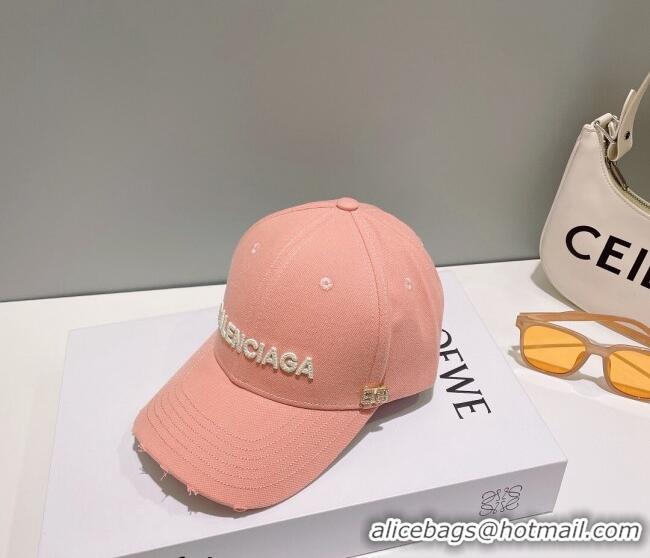 Luxury Discount Balenciaga Canvas Baseball Hat B0628 Light Pink 2023