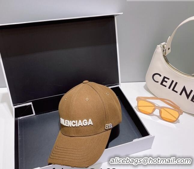 Good Looking Balenciaga Canvas Baseball Hat B0628 Khaki 2023